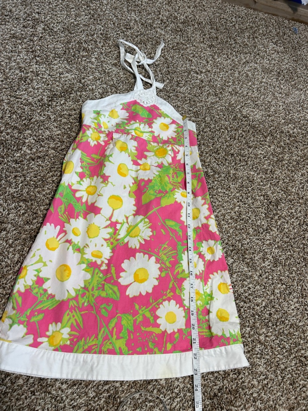 Lilly Pulitzer Vintage Girls Pink and Lime Floral Halter Sundress Girls Size 8 - Picture 7 of 11